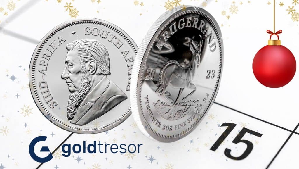 Krugerrand ezüstérme az ünnepi időszakban, Goldtresor ajánlata, numizmatikai különlegesség az év végi ajándékozáshoz.